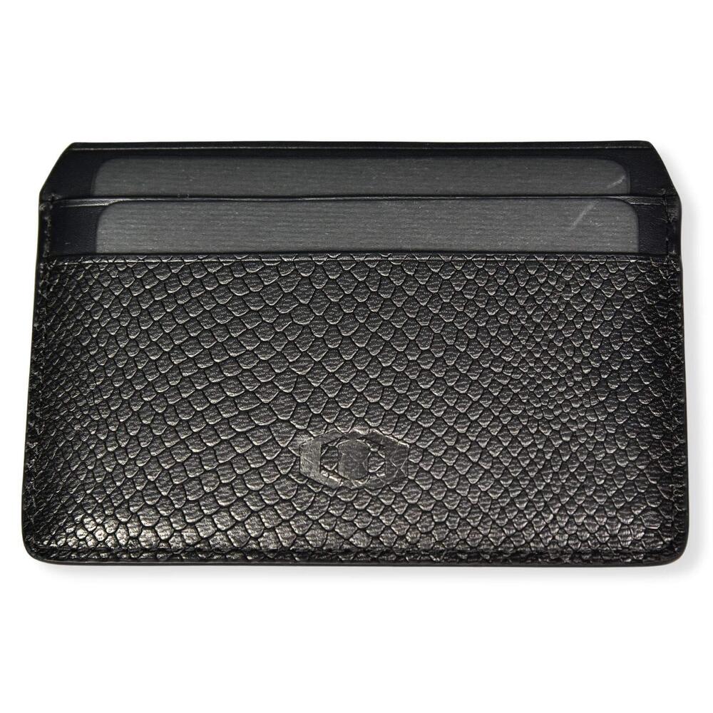 6377 Snake Eye Slim Leather Card Holder, Sleek Black Card Protector